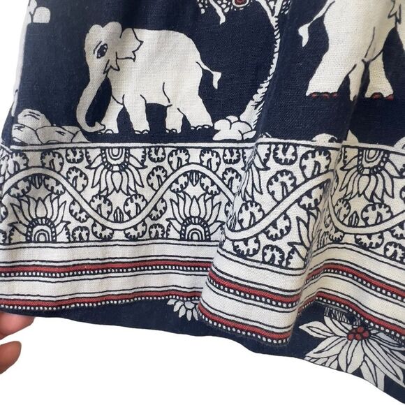 Loft linen blend  Elephant Print Skirt mp - Picture 3 of 16